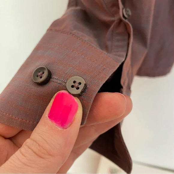 Azzaro Button Down Shirt Mens XXL Iridescent Blue Gray Pink Fine Cotton Pocket - Picture 12 of 12